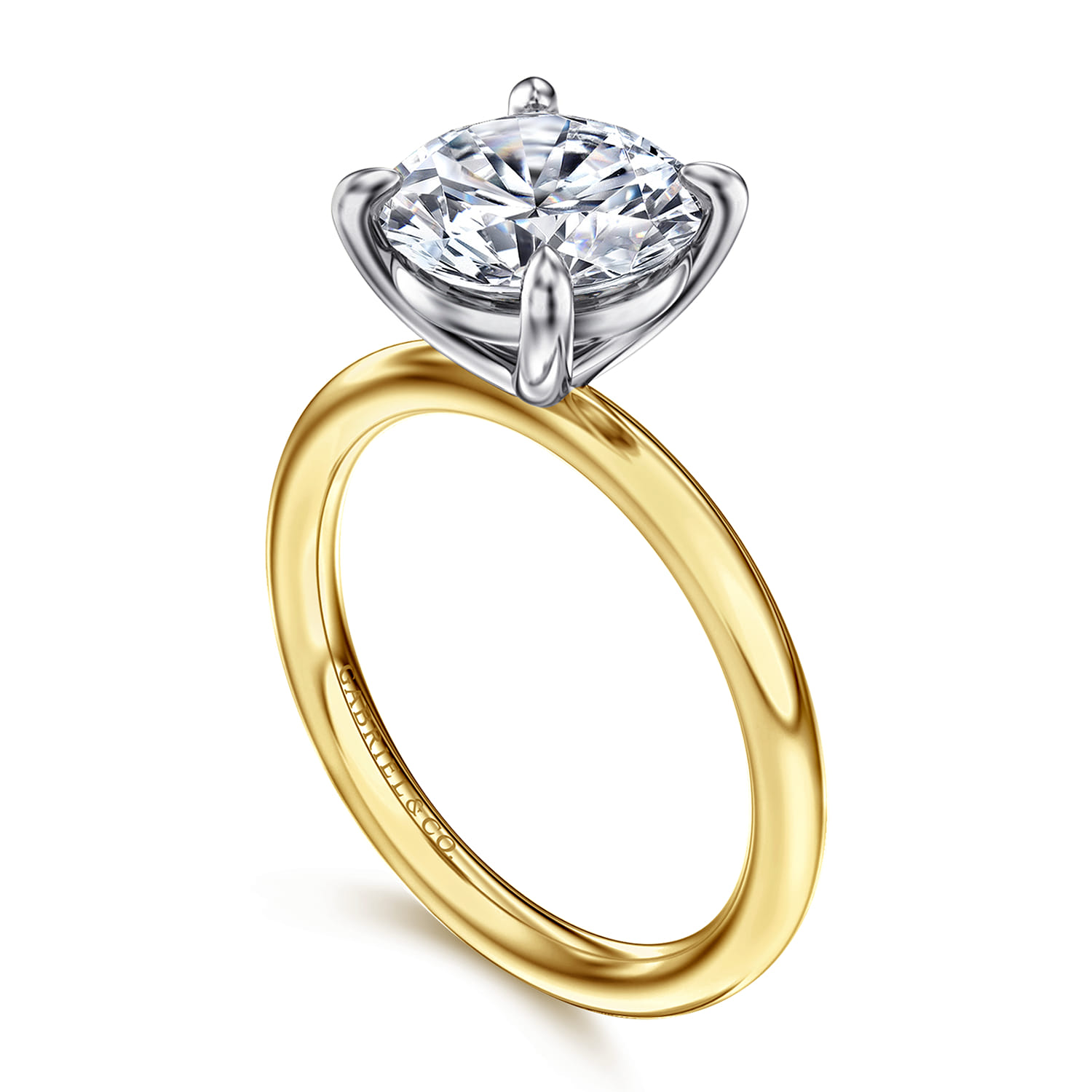 Lark - 14K White-Yellow Gold Round Solitaire Diamond Engagement Ring - Shot 3