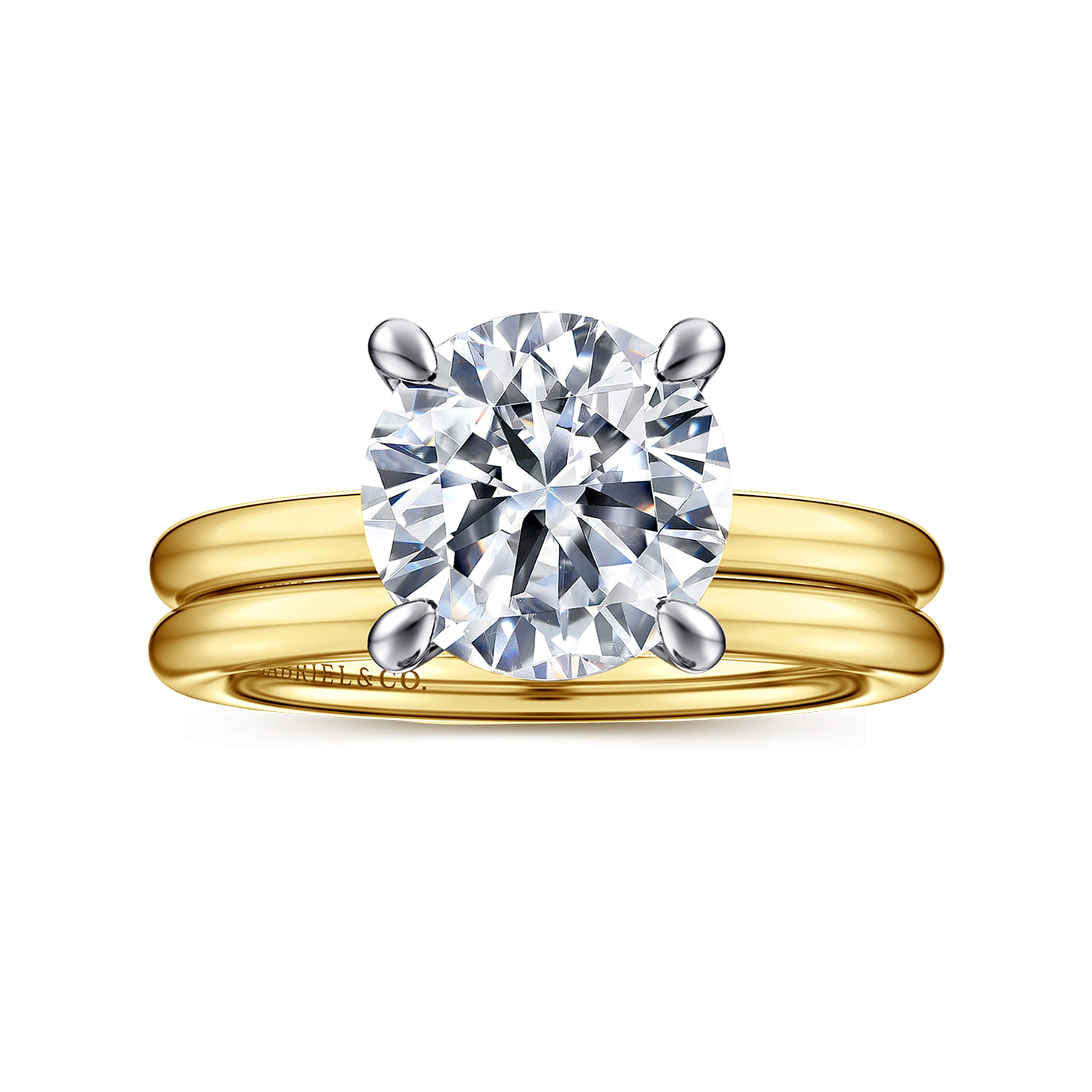 Lark - 14K White-Yellow Gold Round Solitaire Diamond Engagement Ring - Shot 4