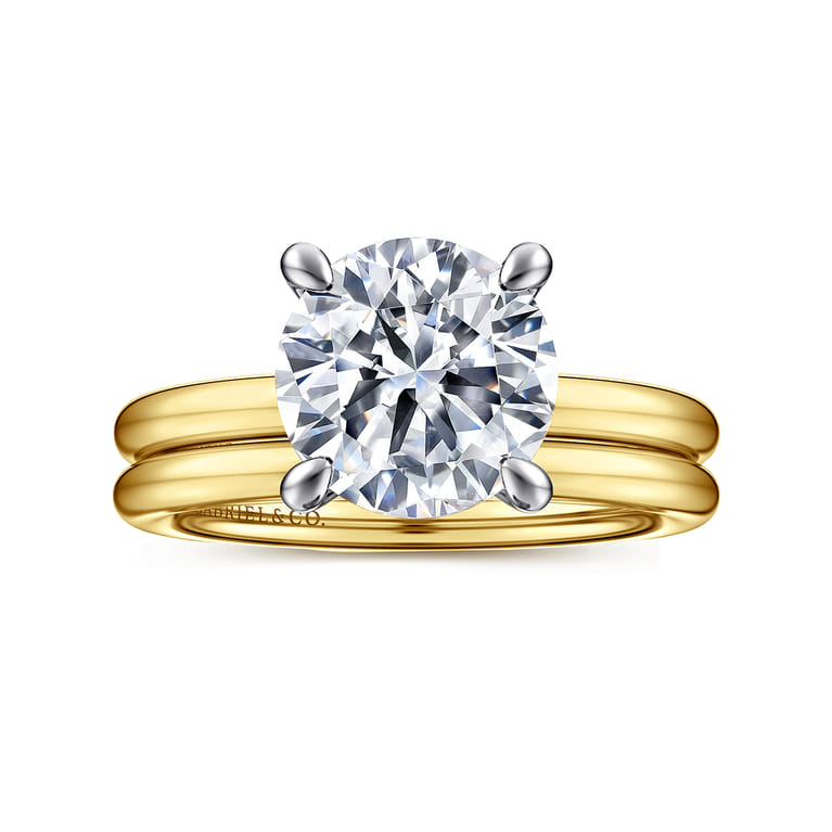 Lark - 14K White-Yellow Gold Round Solitaire Diamond Engagement Ring - Shot 4