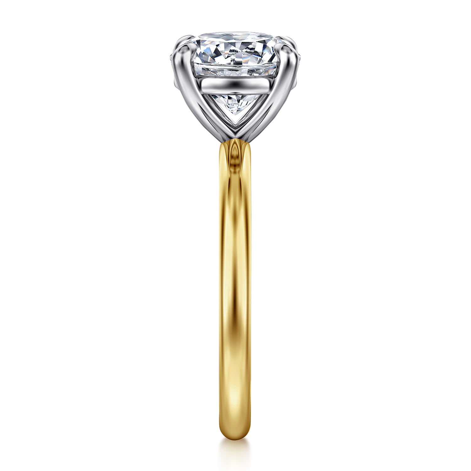 Lark - 14K White-Yellow Gold Round Solitaire Diamond Engagement Ring - Shot 5