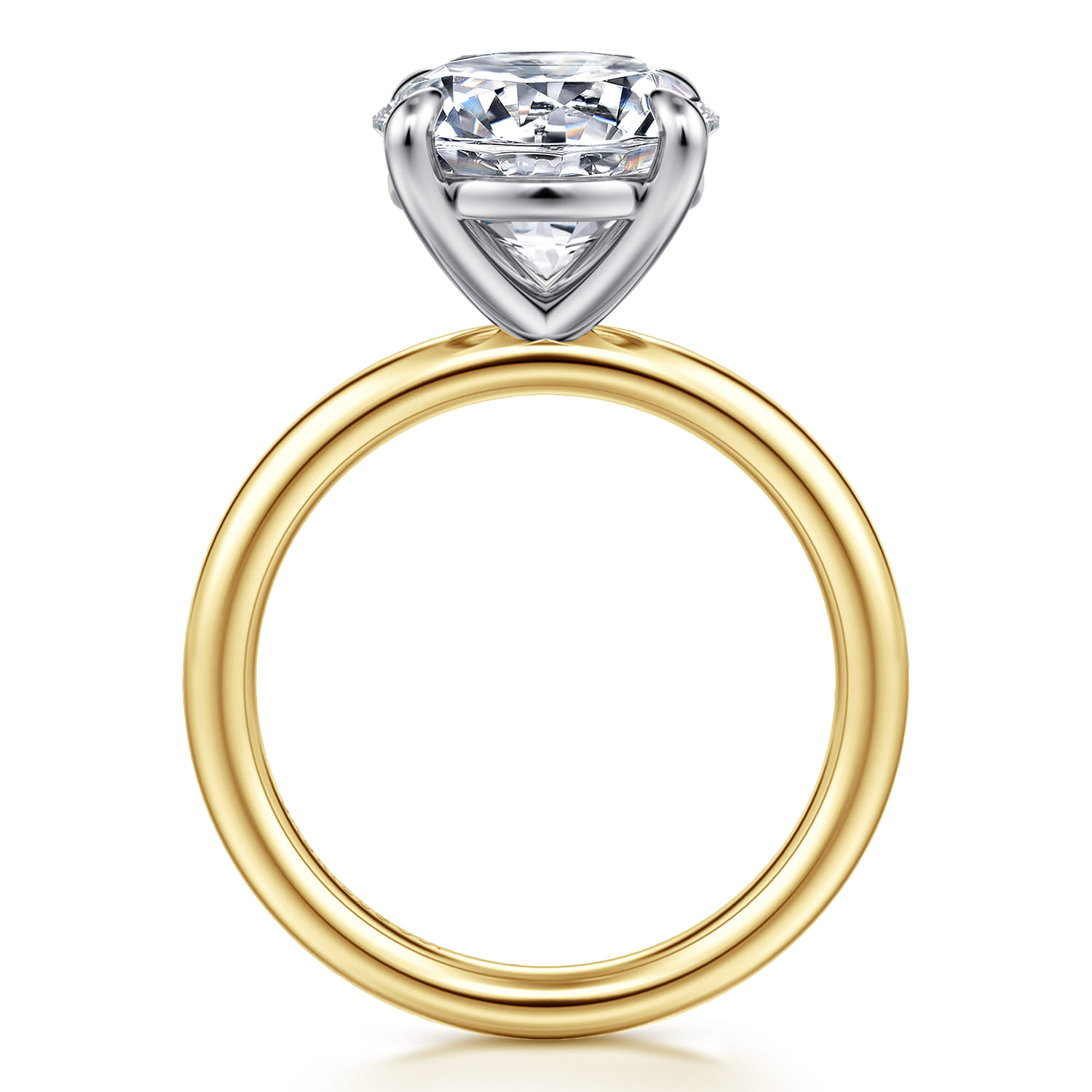 Lark - 14K White-Yellow Gold Round Solitaire Diamond Engagement Ring - Shot 2