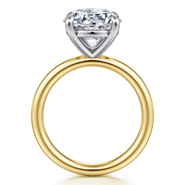Lark - 14K White-Yellow Gold Round Solitaire Diamond Engagement Ring - Shot 2