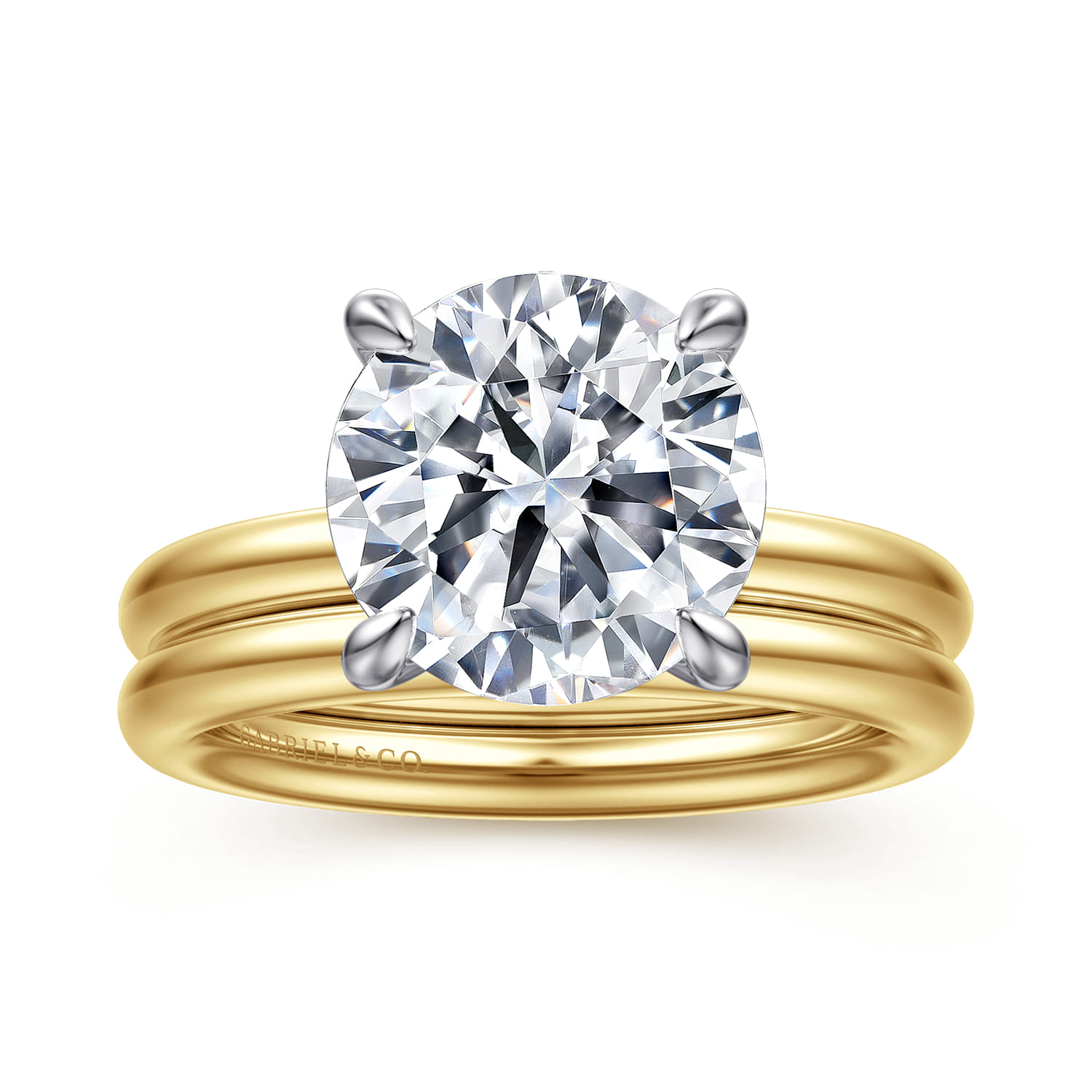 Lark - 14K White-Yellow Gold Round Solitaire Diamond Engagement Ring - Shot 4