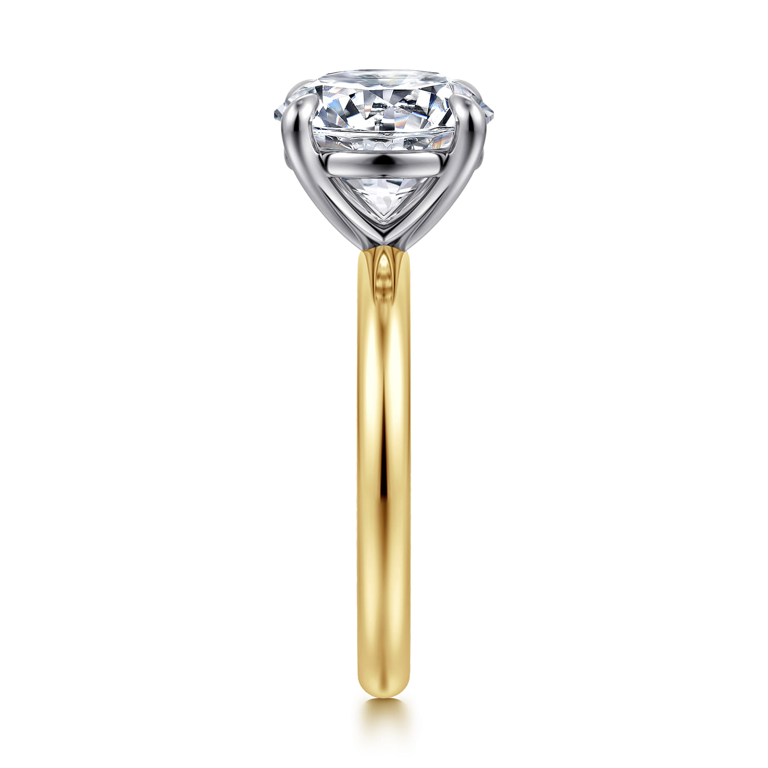 Lark - 14K White-Yellow Gold Round Solitaire Diamond Engagement Ring - Shot 5