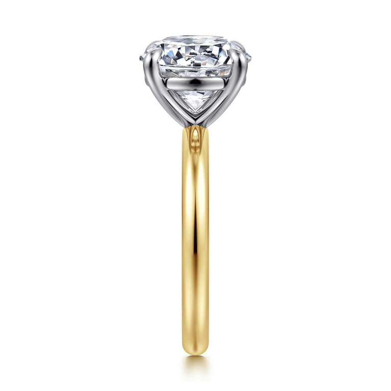 Lark - 14K White-Yellow Gold Round Solitaire Diamond Engagement Ring - Shot 5