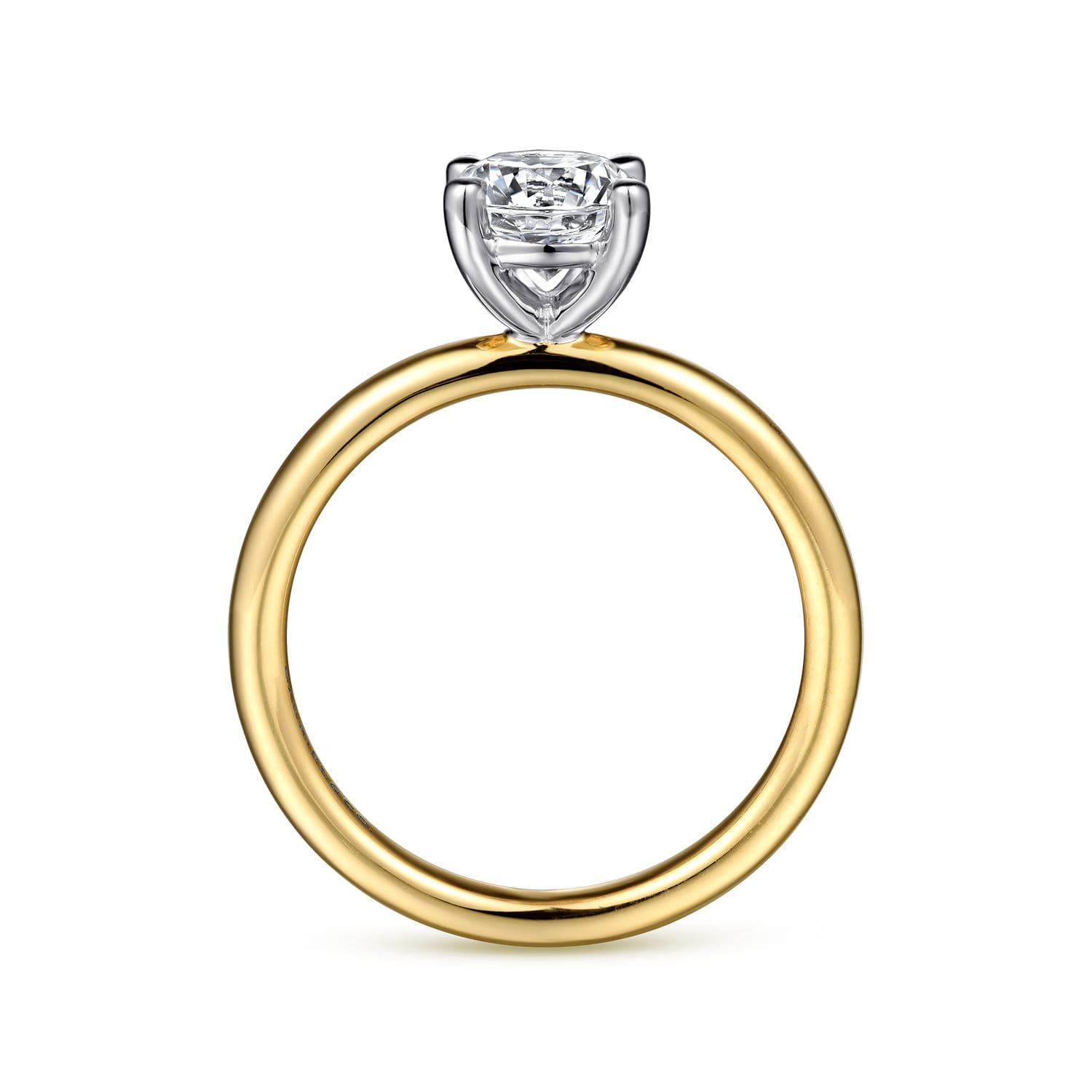Lark - 14K White-Yellow Gold Round Solitaire Diamond Engagement Ring - Shot 2
