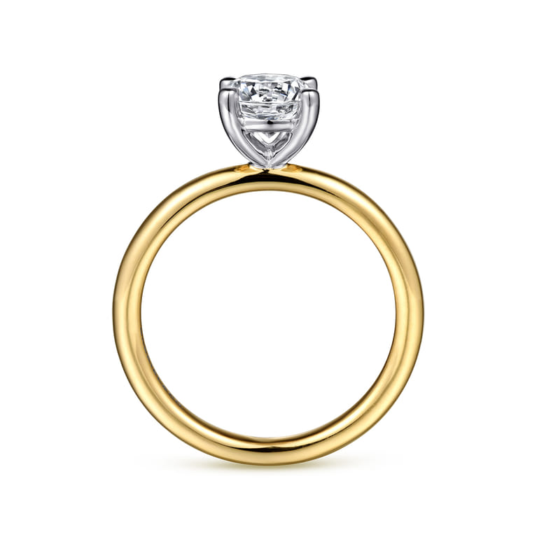 Lark - 14K White-Yellow Gold Round Solitaire Diamond Engagement Ring - Shot 2