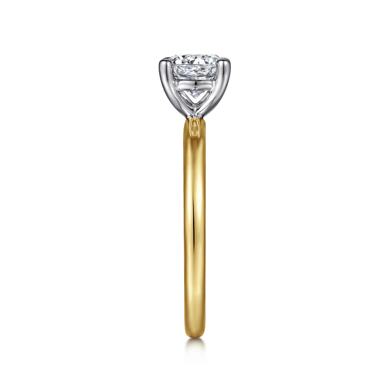 Lark - 14K White-Yellow Gold Round Solitaire Diamond Engagement Ring - Shot 5