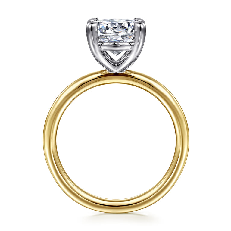 Lark - 14K White-Yellow Gold Round Solitaire Diamond Engagement Ring - Shot 2