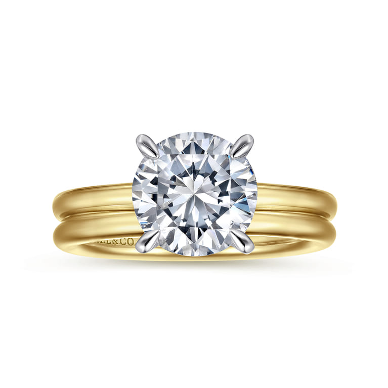 Lark - 14K White-Yellow Gold Round Solitaire Diamond Engagement Ring - Shot 4
