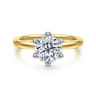 Emma - 14K White-Yellow Gold 6 Prong Round Solitaire Engagement Ring