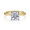 Evelina - 14K White-Yellow Gold Round Solitaire Diamond Engagement Ring