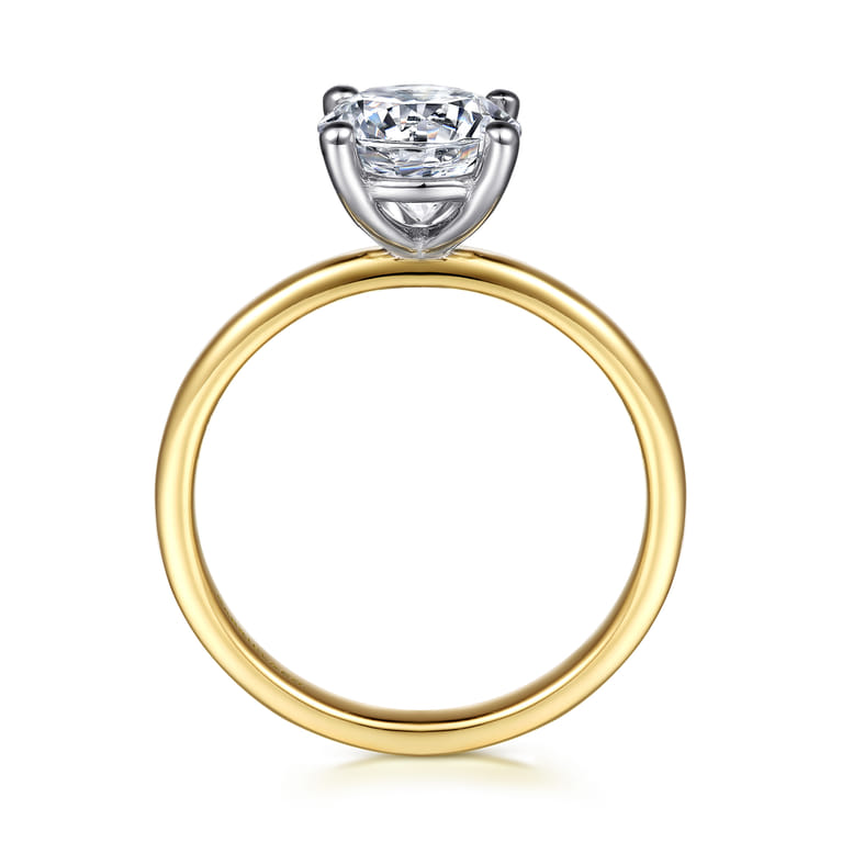 Evelina - 14K White-Yellow Gold Round Solitaire Diamond Engagement Ring - Shot 2