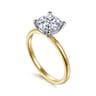 Evelina - 14K White-Yellow Gold Round Solitaire Diamond Engagement Ring