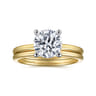 Evelina - 14K White-Yellow Gold Round Solitaire Diamond Engagement Ring