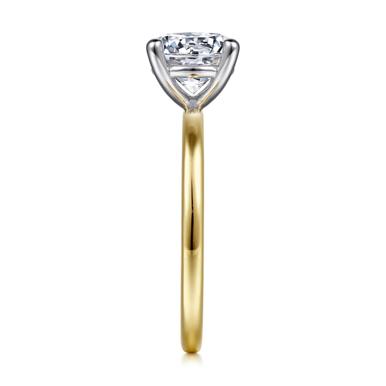 Evelina - 14K White-Yellow Gold Round Solitaire Diamond Engagement Ring - Shot 5