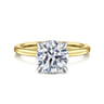 Evelina - 14K White-Yellow Gold Round Solitaire Diamond Engagement Ring