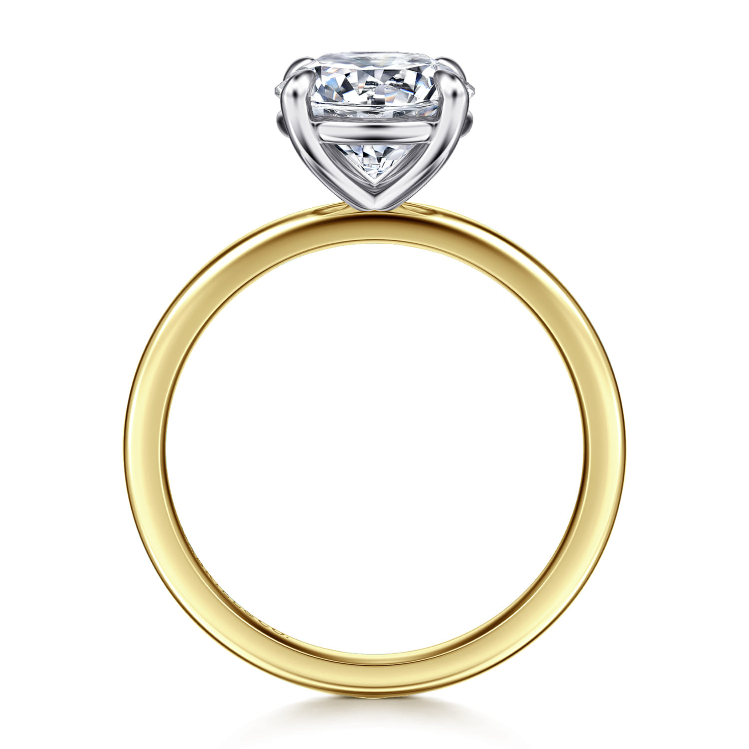 Evelina - 14K White-Yellow Gold Round Solitaire Diamond Engagement Ring - Shot 2