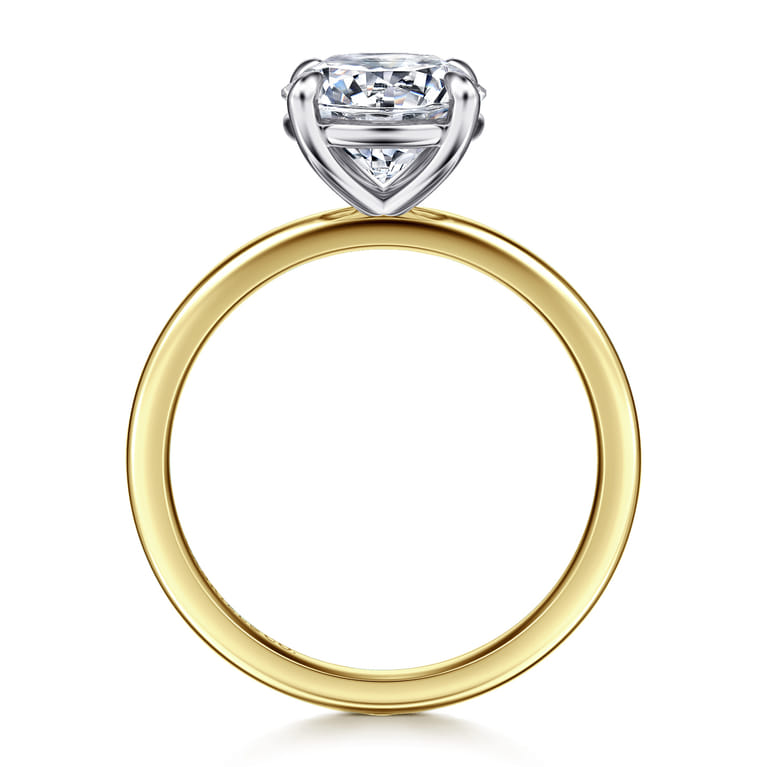 Evelina - 14K White-Yellow Gold Round Solitaire Diamond Engagement Ring - Shot 2