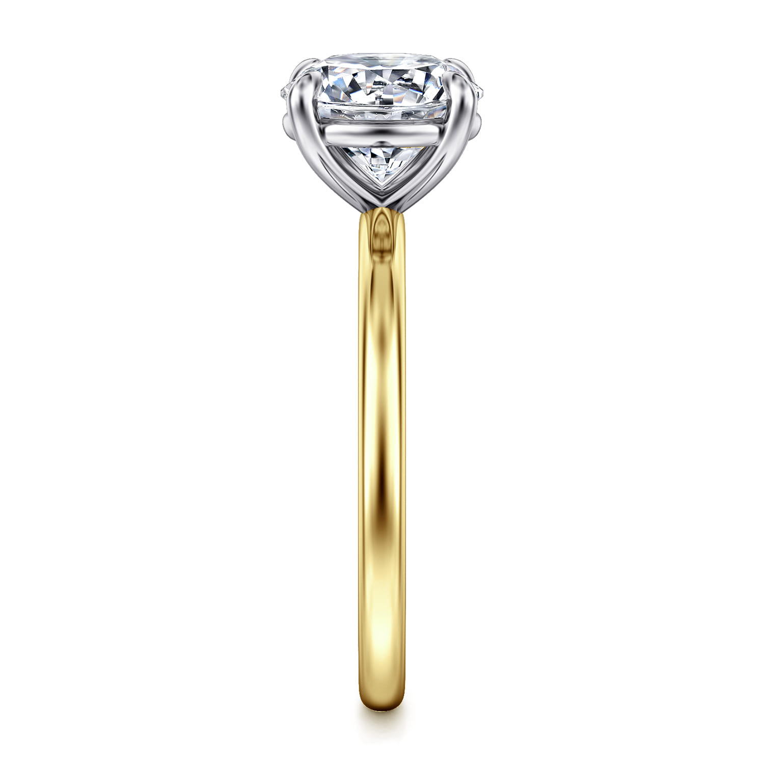 Evelina - 14K White-Yellow Gold Round Solitaire Diamond Engagement Ring - Shot 5