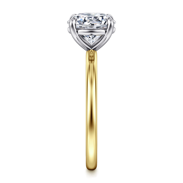 Evelina - 14K White-Yellow Gold Round Solitaire Diamond Engagement Ring - Shot 5