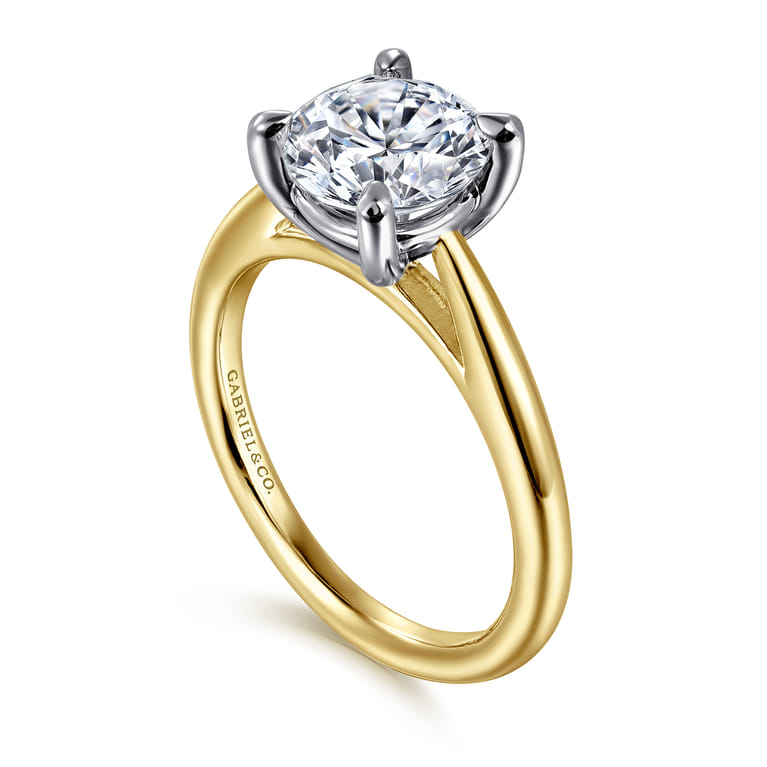 Bambi - 14K White-Yellow Gold Round Engagement Ring - Shot 3