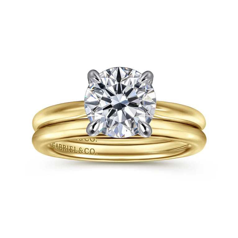 Bambi - 14K White-Yellow Gold Round Engagement Ring - Shot 4