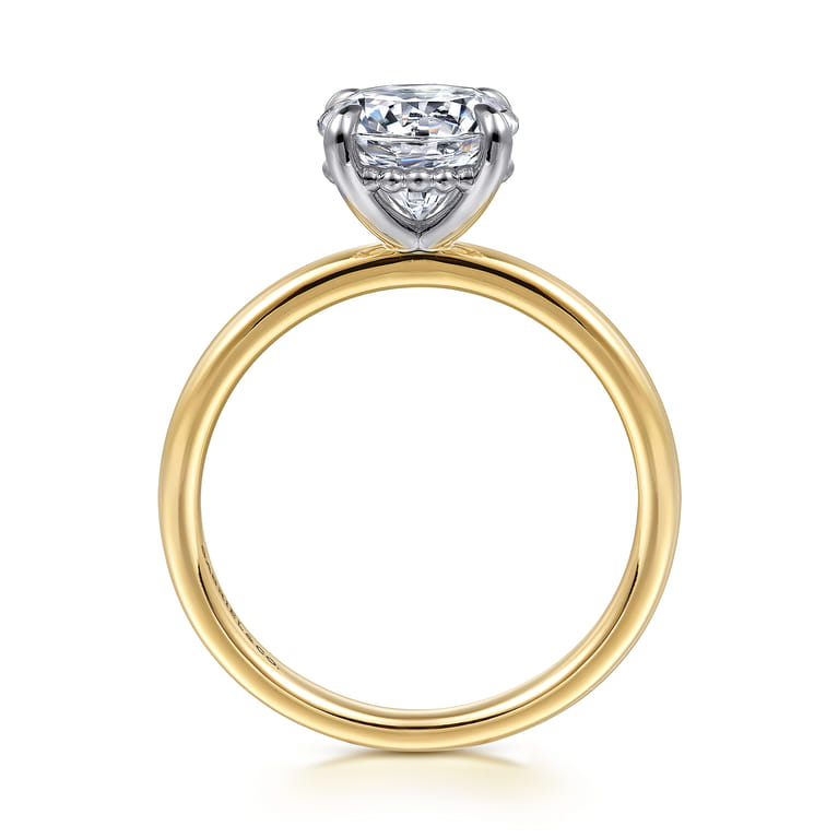 Grasey - 14K White  Yellow Gold Round Solitaire Engagement Ring - Shot 2