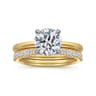 Grasey - 14K White  Yellow Gold Round Solitaire Engagement Ring