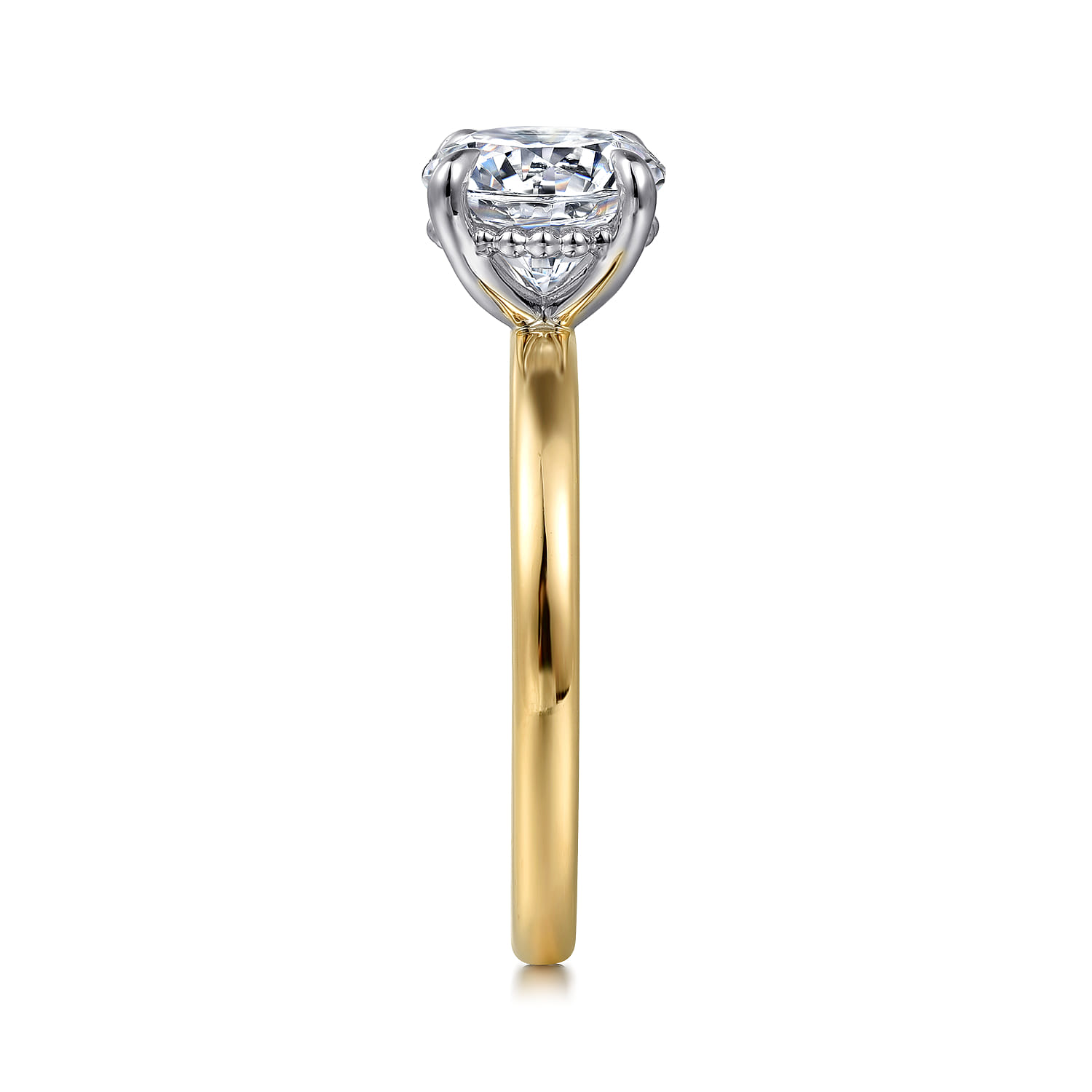 Grasey - 14K White  Yellow Gold Round Solitaire Engagement Ring - Shot 5