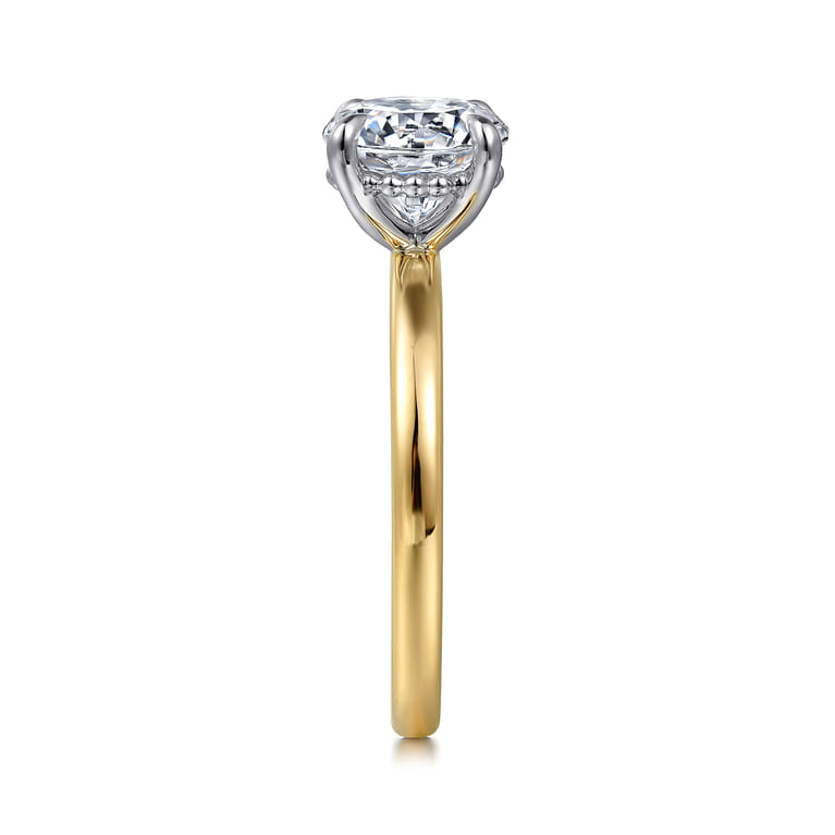 Grasey - 14K White  Yellow Gold Round Solitaire Engagement Ring - Shot 5