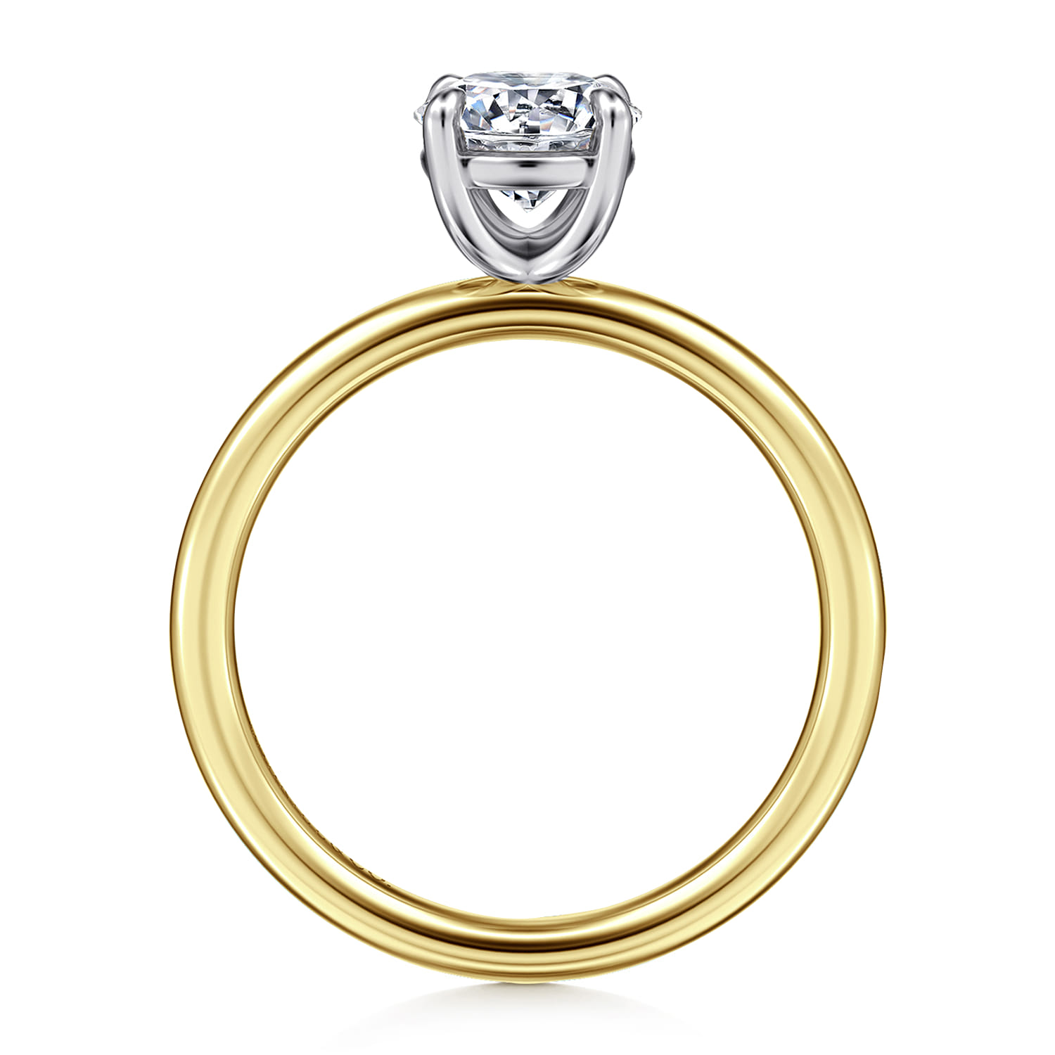 Tiana - 14K Yellow-White Gold Round Solitaire Diamond Engagement Ring - Shot 2