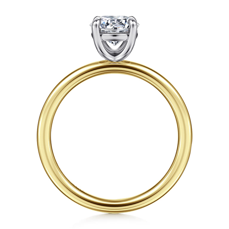 Tiana - 14K Yellow-White Gold Round Solitaire Diamond Engagement Ring - Shot 2