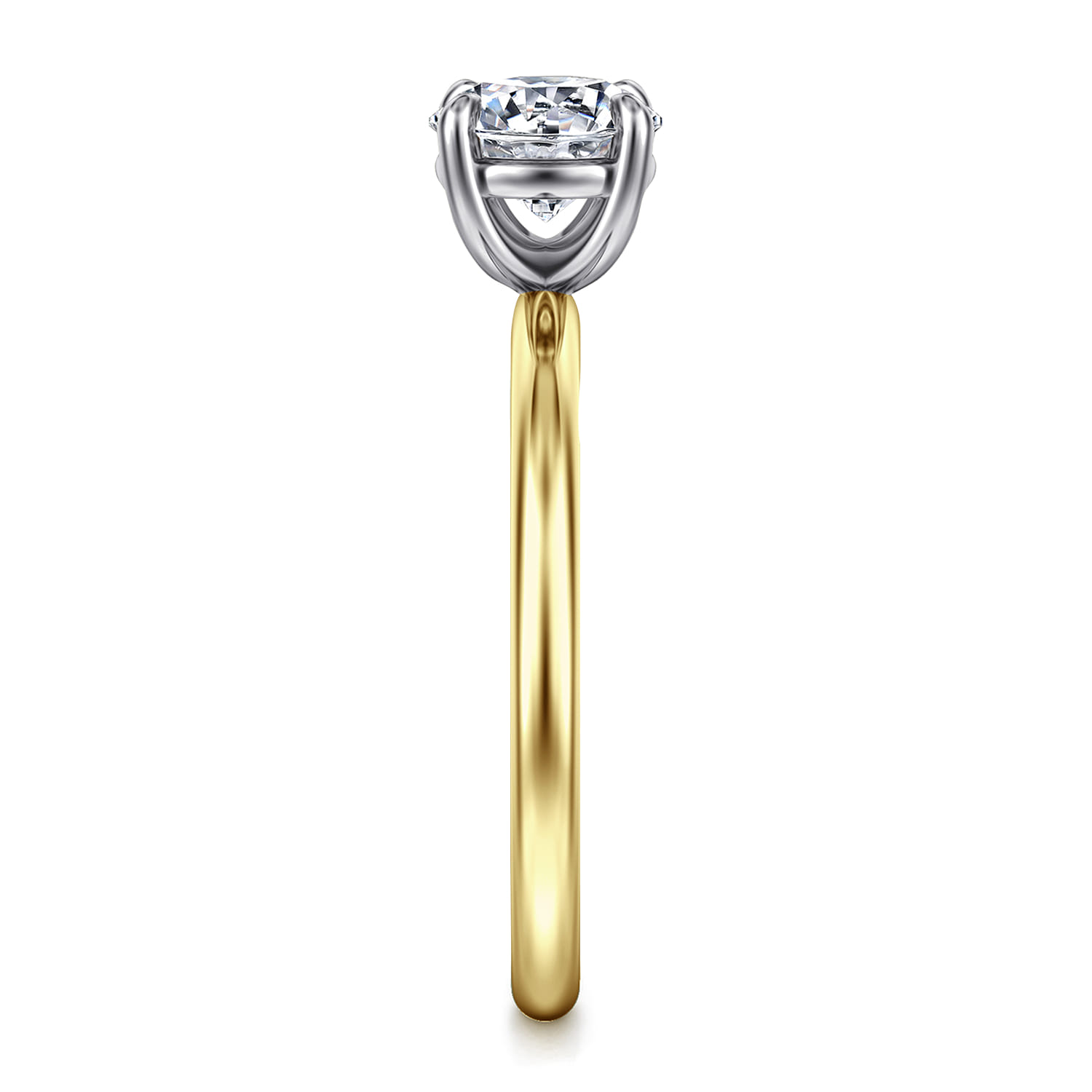 Tiana - 14K Yellow-White Gold Round Solitaire Diamond Engagement Ring - Shot 4