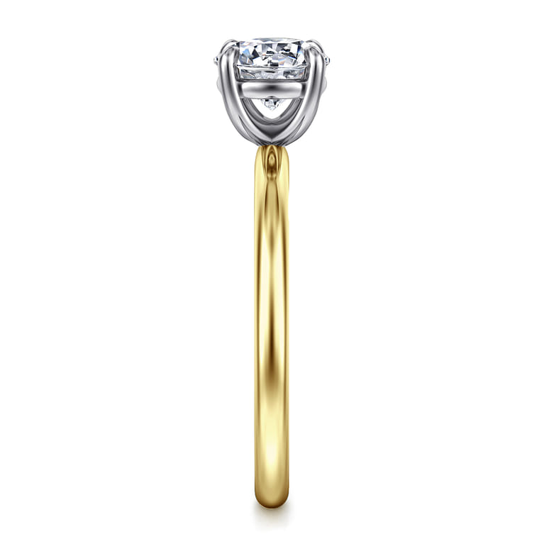Tiana - 14K Yellow-White Gold Round Solitaire Diamond Engagement Ring - Shot 4