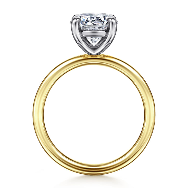 Tiana - 14K Yellow-White Gold Round Solitaire Diamond Engagement Ring - Shot 2