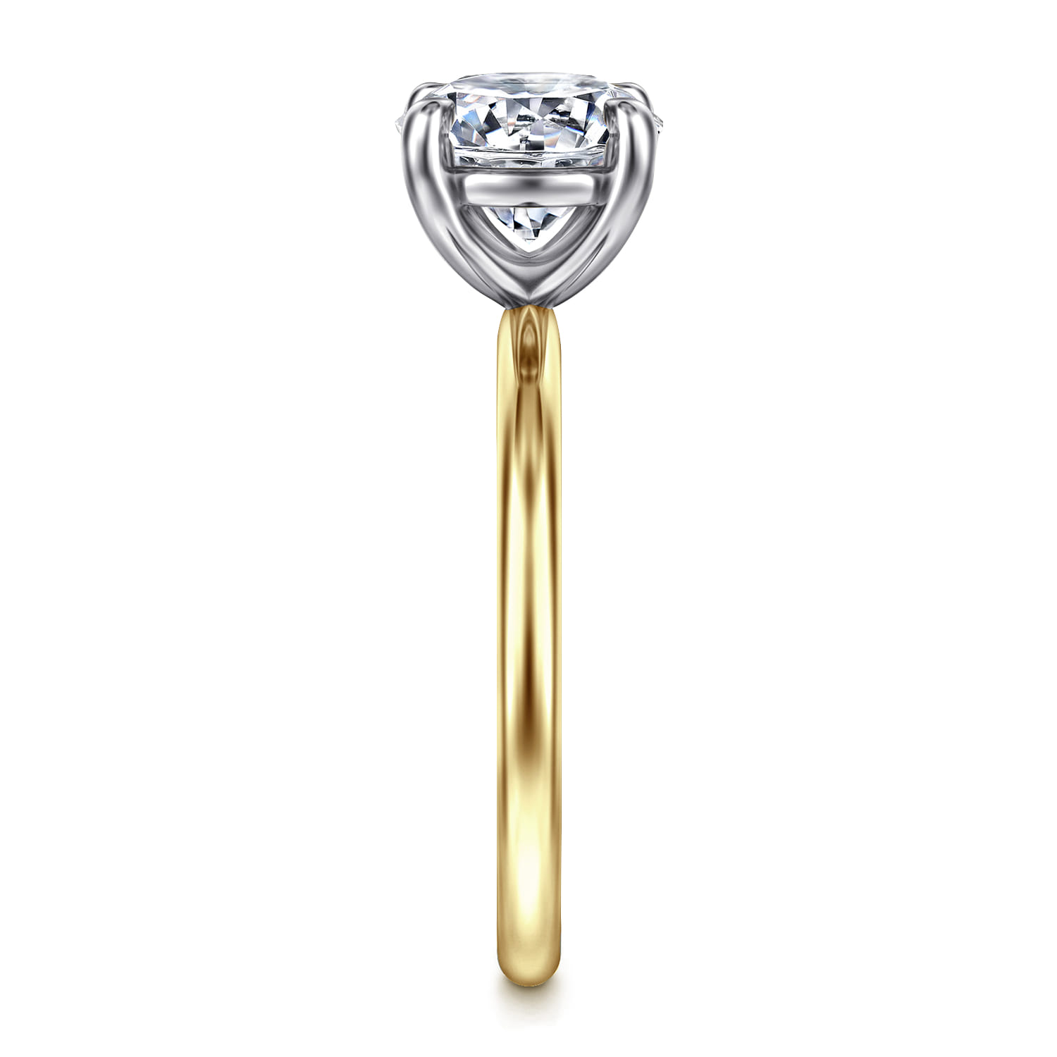 Tiana - 14K Yellow-White Gold Round Solitaire Diamond Engagement Ring - Shot 4
