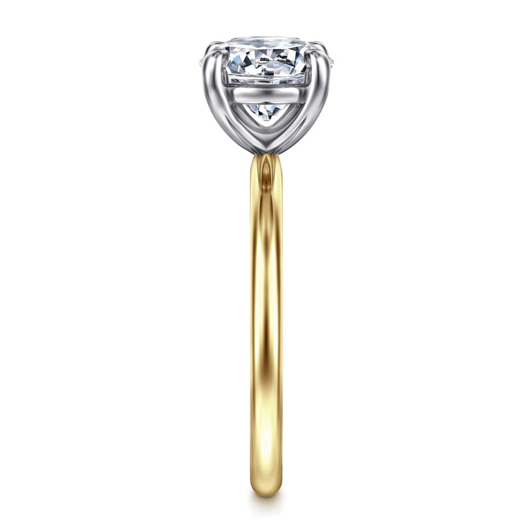 Tiana - 14K Yellow-White Gold Round Solitaire Diamond Engagement Ring - Shot 4
