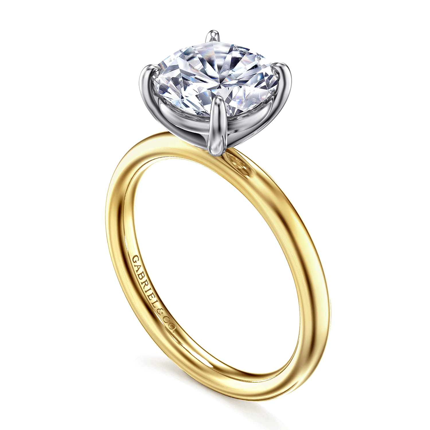 Unite - 14K White-Yellow Gold Round Diamond Engagement Ring - Shot 3