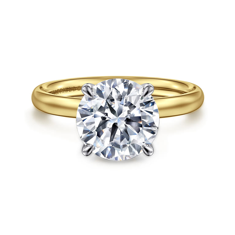 Unite - 14K White-Yellow Gold Round Solitaire Diamond Engagement Ring - Shot 1