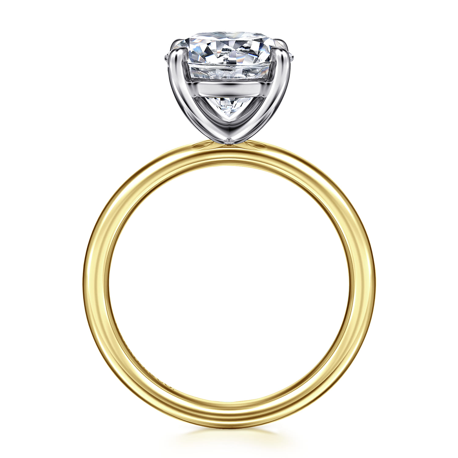 Unite - 14K White-Yellow Gold Round Solitaire Diamond Engagement Ring - Shot 2