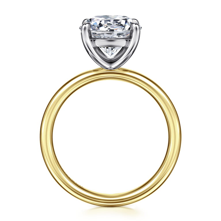 Unite - 14K White-Yellow Gold Round Solitaire Diamond Engagement Ring - Shot 2