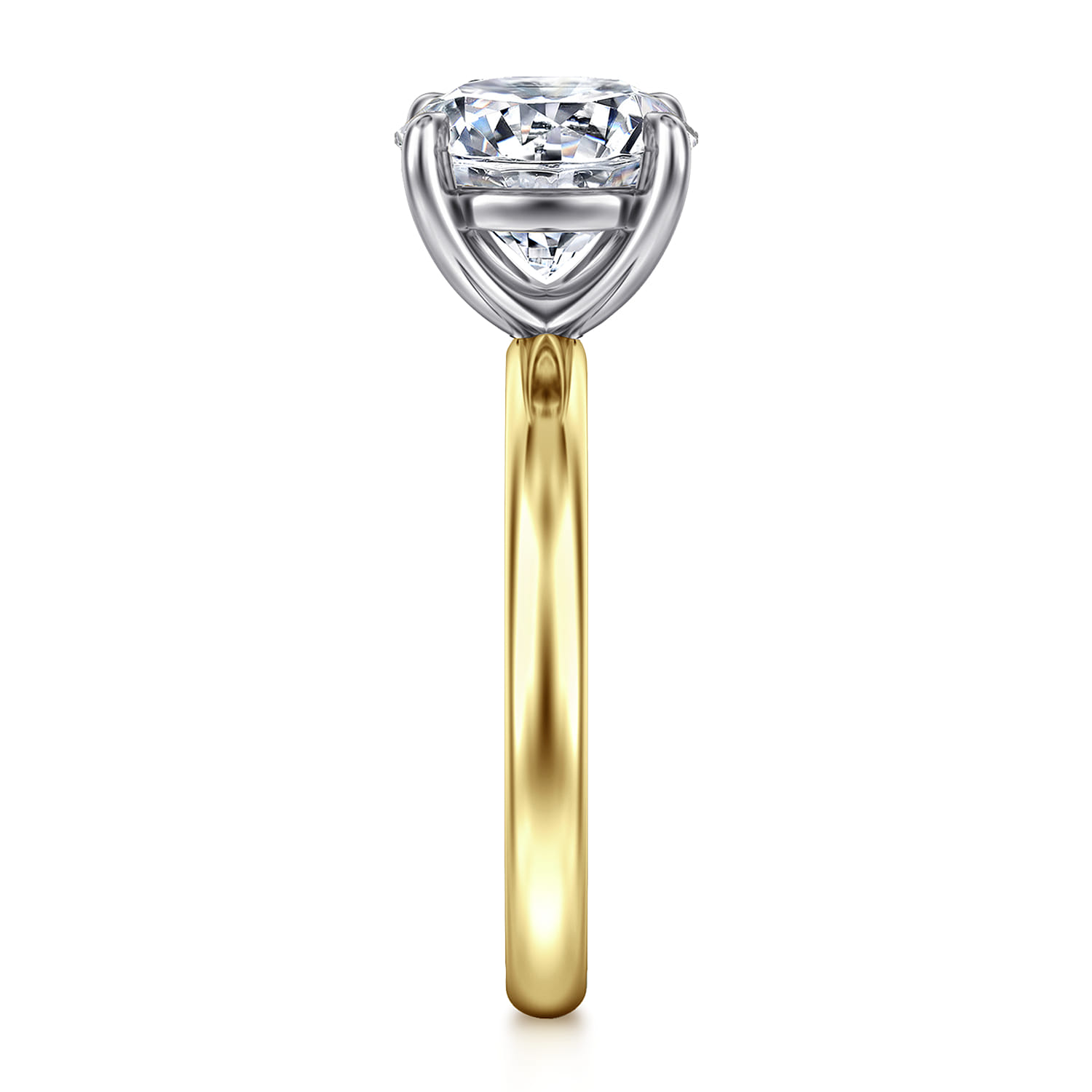 Unite - 14K White-Yellow Gold Round Solitaire Diamond Engagement Ring - Shot 4