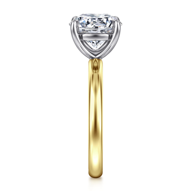 Unite - 14K White-Yellow Gold Round Solitaire Diamond Engagement Ring - Shot 4