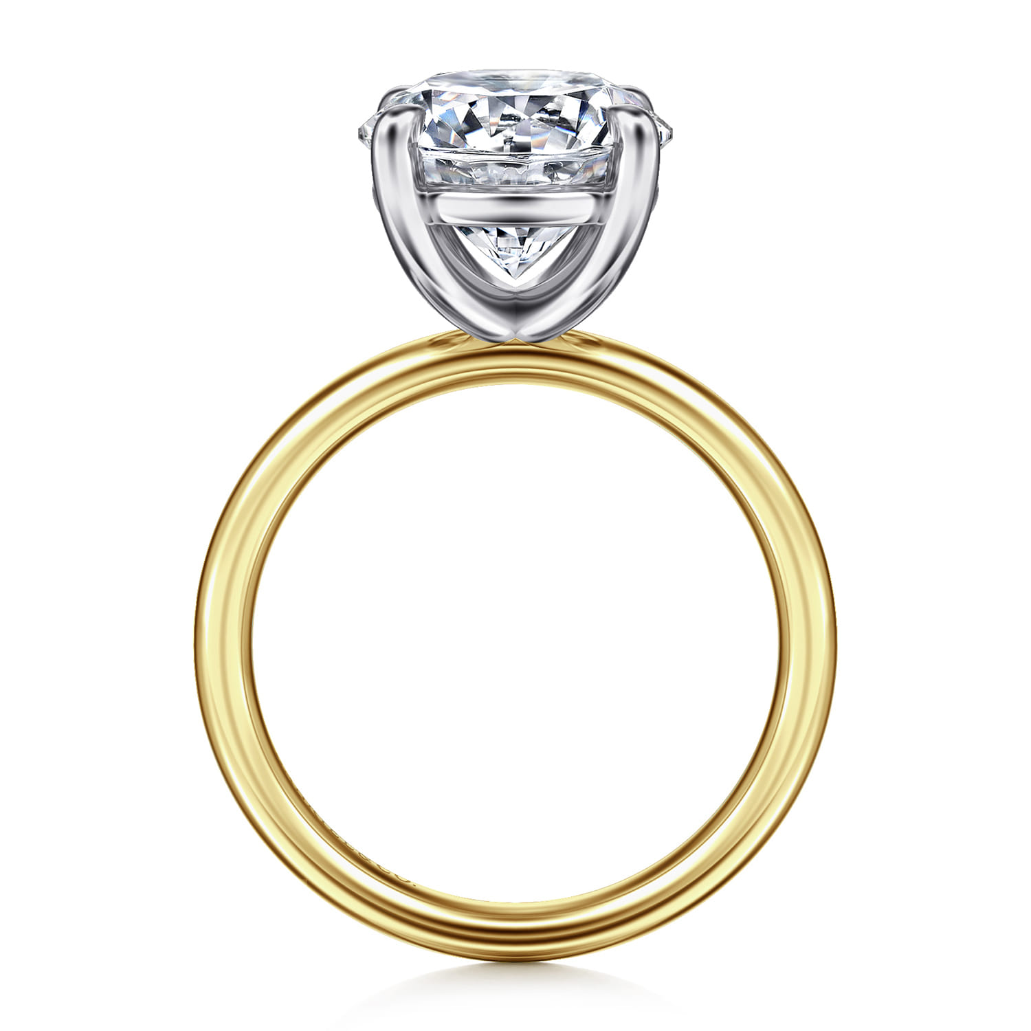 Unite - 14K White-Yellow Gold Round Solitaire Engagement Ring - Shot 2