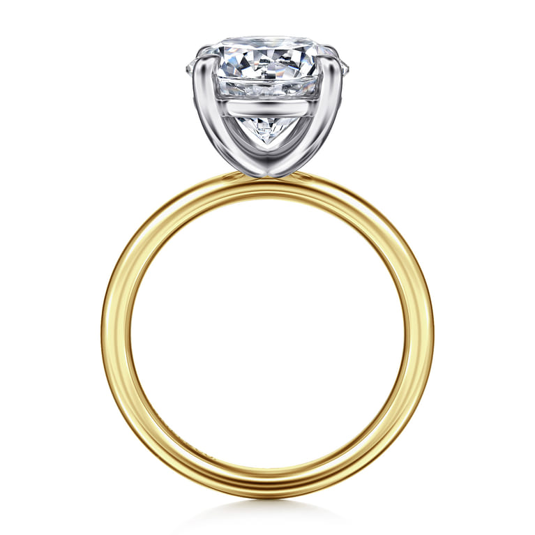 Unite - 14K White-Yellow Gold Round Solitaire Engagement Ring - Shot 2