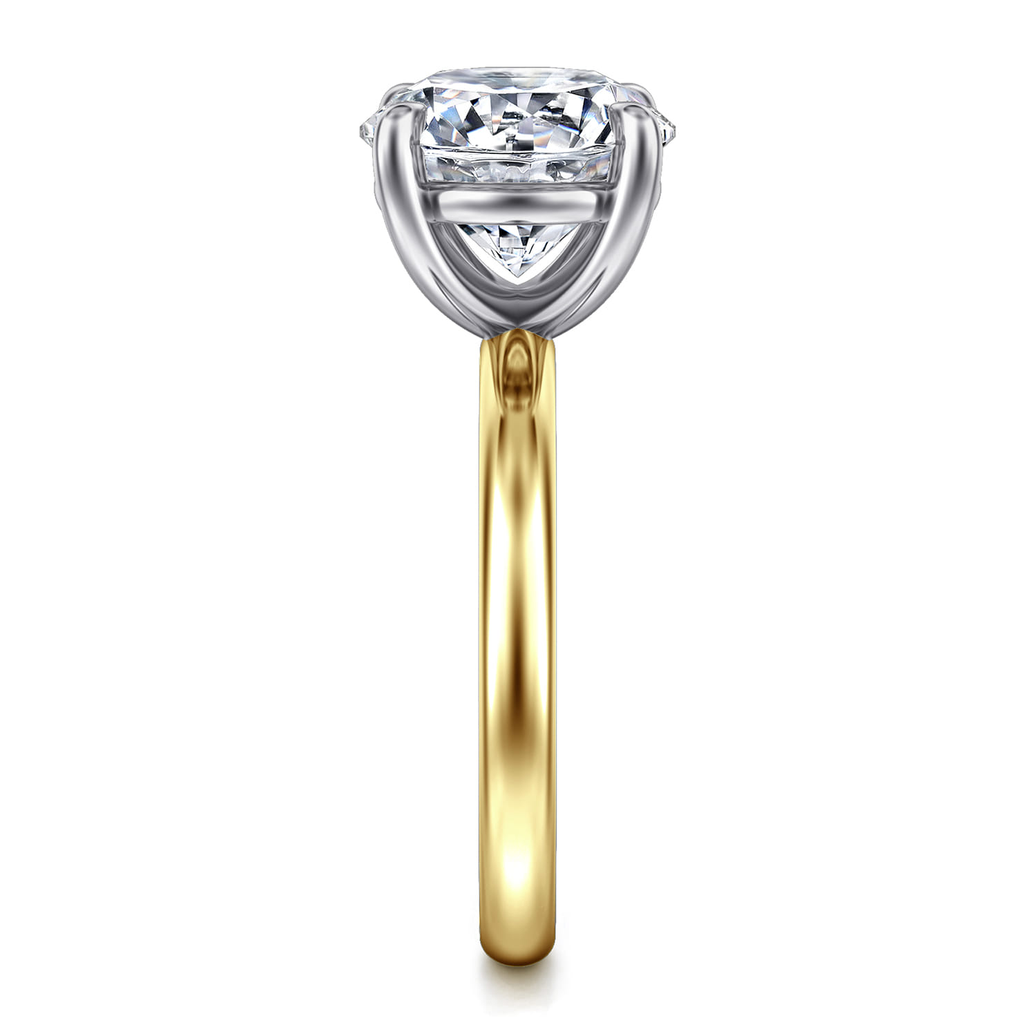 Unite - 14K White-Yellow Gold Round Solitaire Engagement Ring - Shot 5