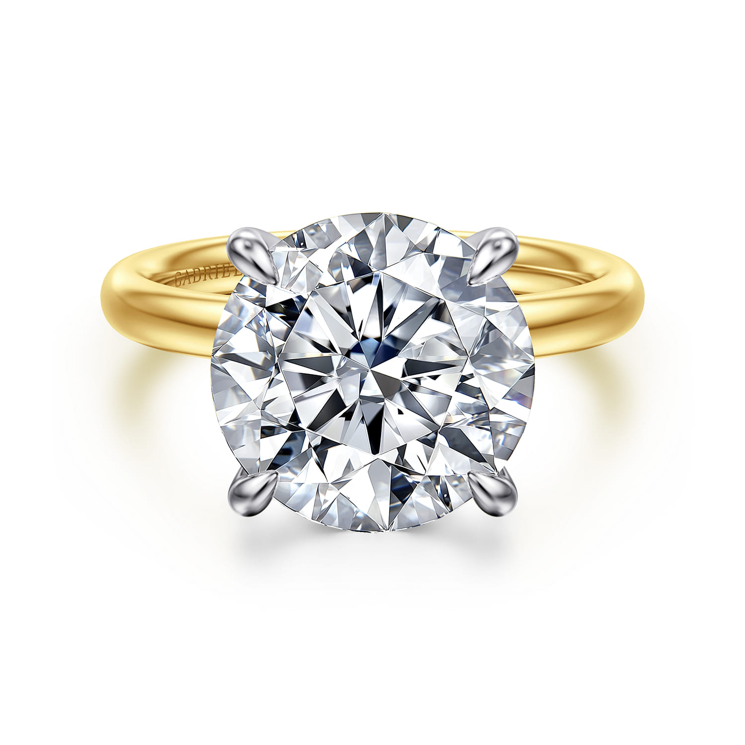 Unite - 14K White-Yellow Gold Round Solitaire Diamond Engagement Ring - Shot 1