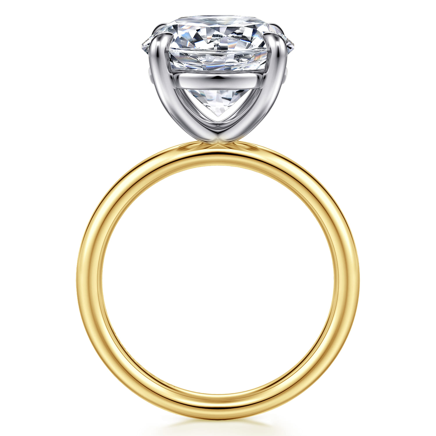 Unite - 14K White-Yellow Gold Round Solitaire Diamond Engagement Ring - Shot 2