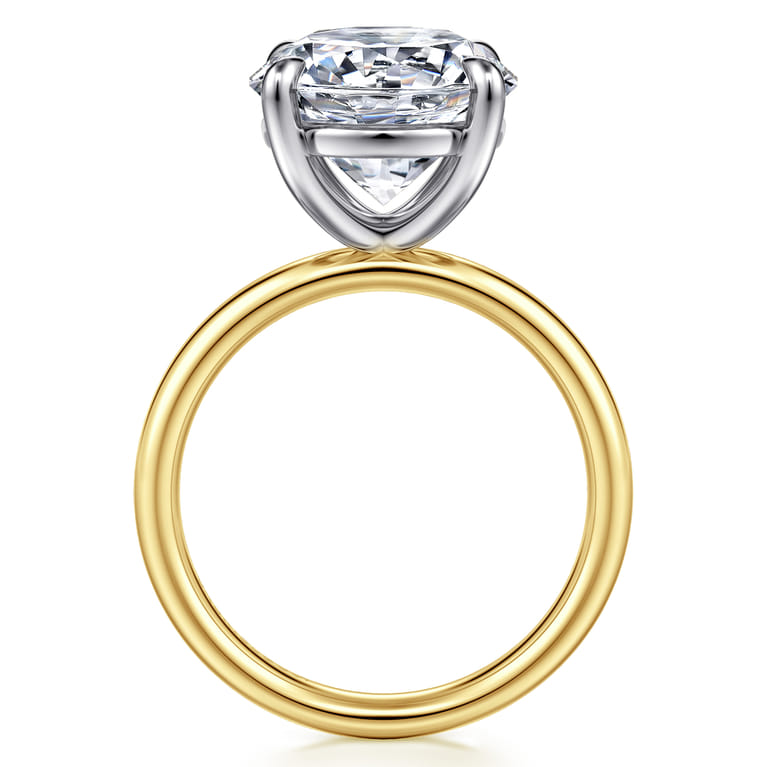 Unite - 14K White-Yellow Gold Round Solitaire Diamond Engagement Ring - Shot 2